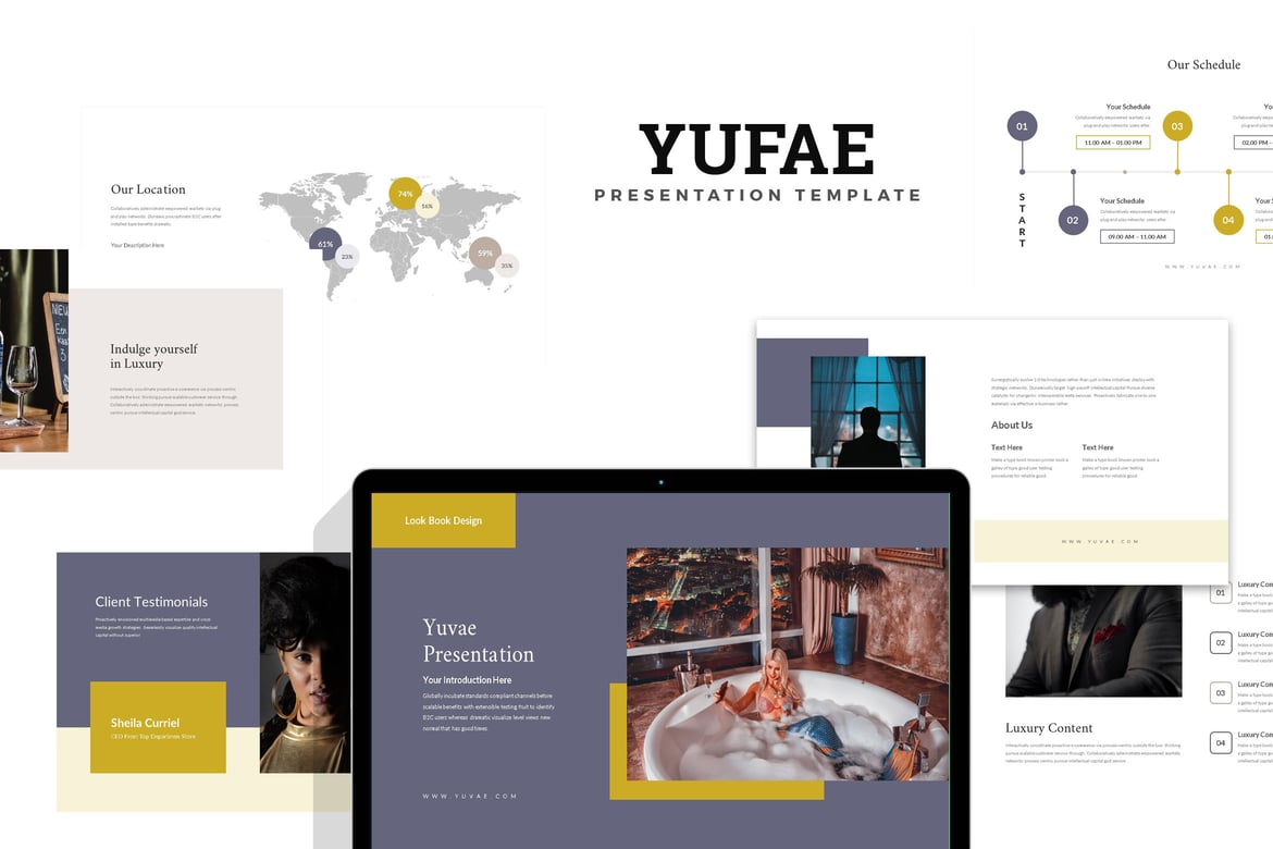 Yuvae: Template Presentasi Gaya Hidup Mewah untuk PowerPoint