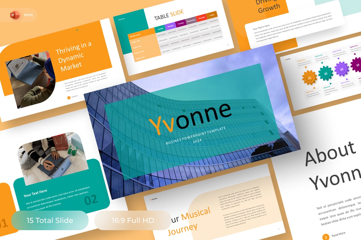 Template PowerPoint Bisnis Yvonne - Solusi Presentasi Menarik dan Efektif