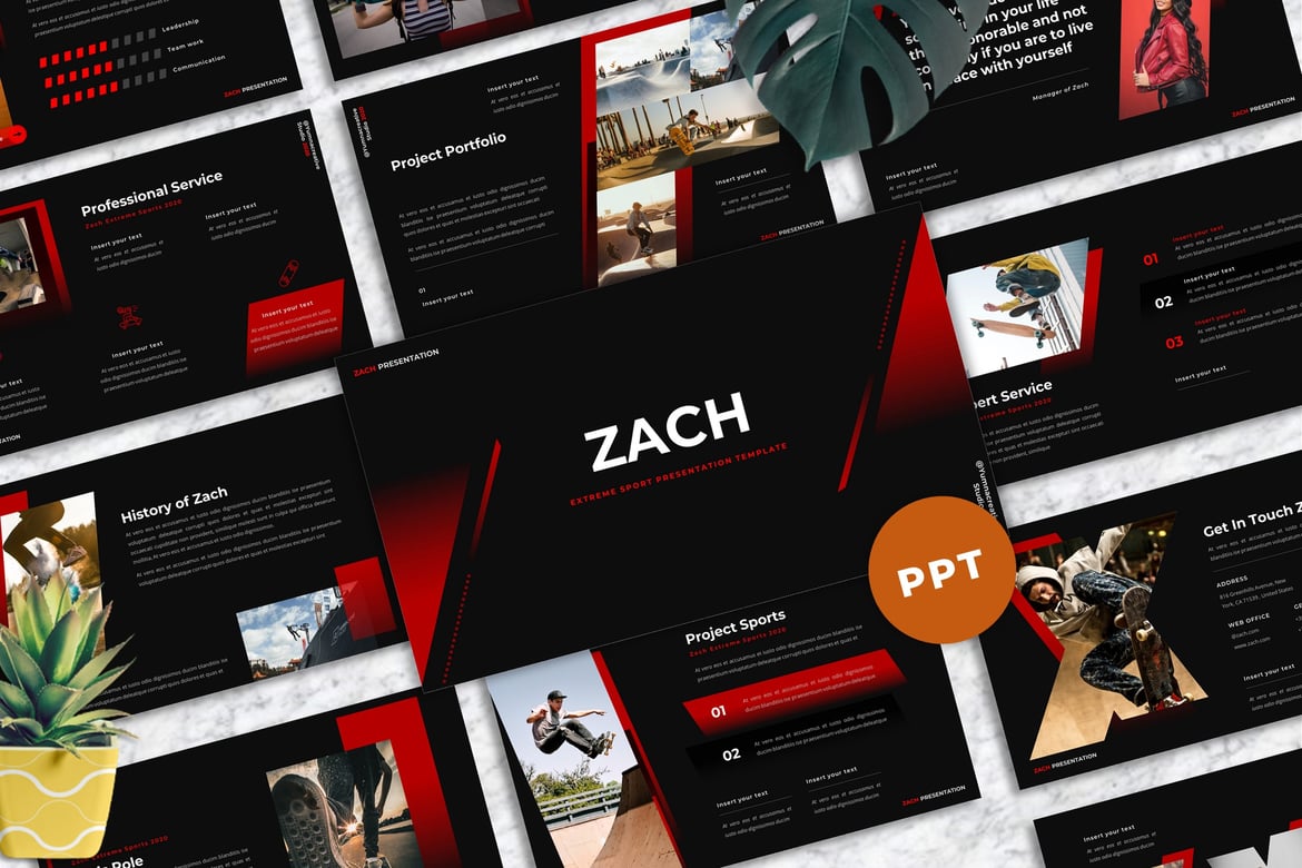 Zach - Template Powerpoint Olahraga Ekstrem yang Menarik
