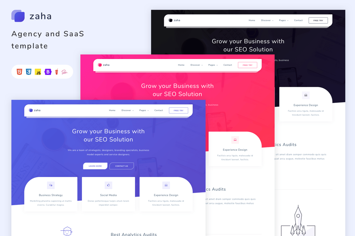 Zaha - Template Website untuk Agency dan SaaS Modern