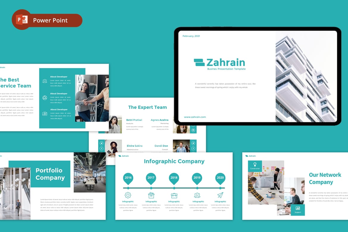 Template PowerPoint Kreatif Zahrain Light untuk Bisnis Anda