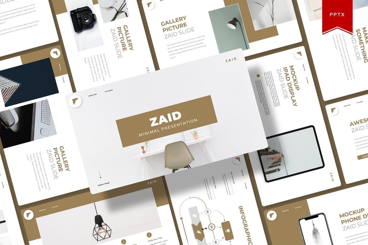 Template Presentasi PowerPoint Zaid Minimalis yang Menarik