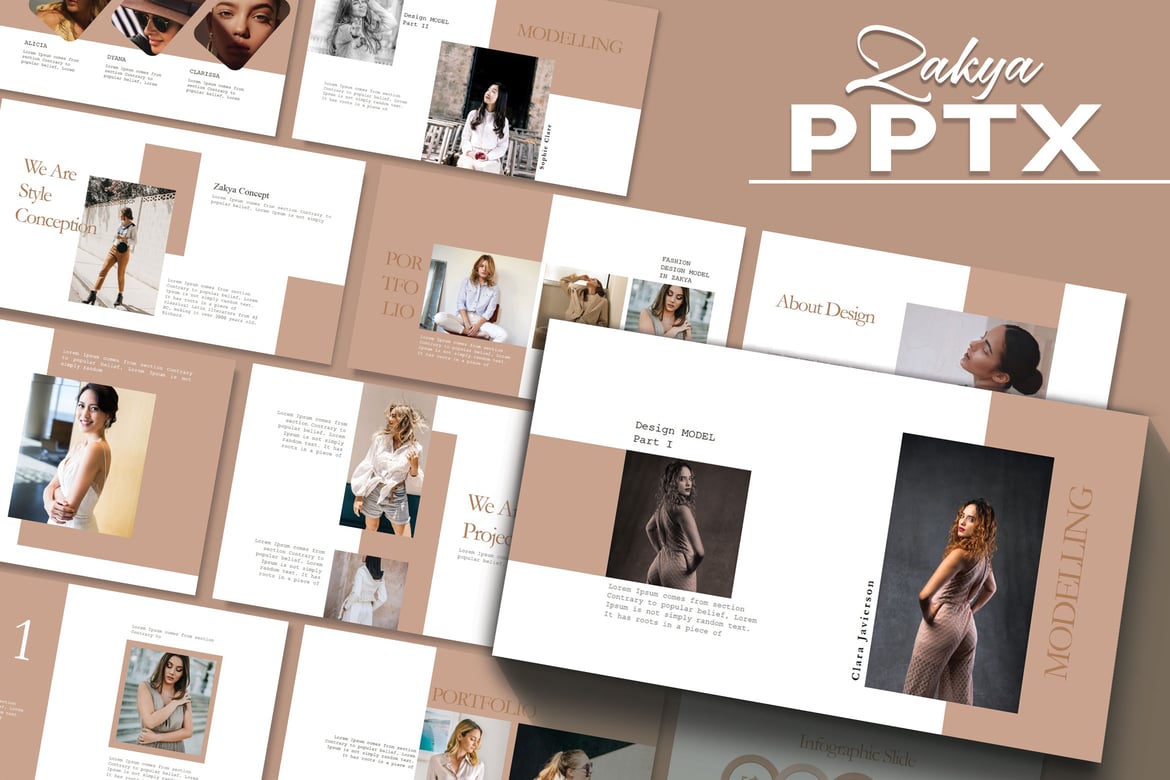 Template Presentasi PowerPoint Zakya Fashion yang Menarik dan Modern