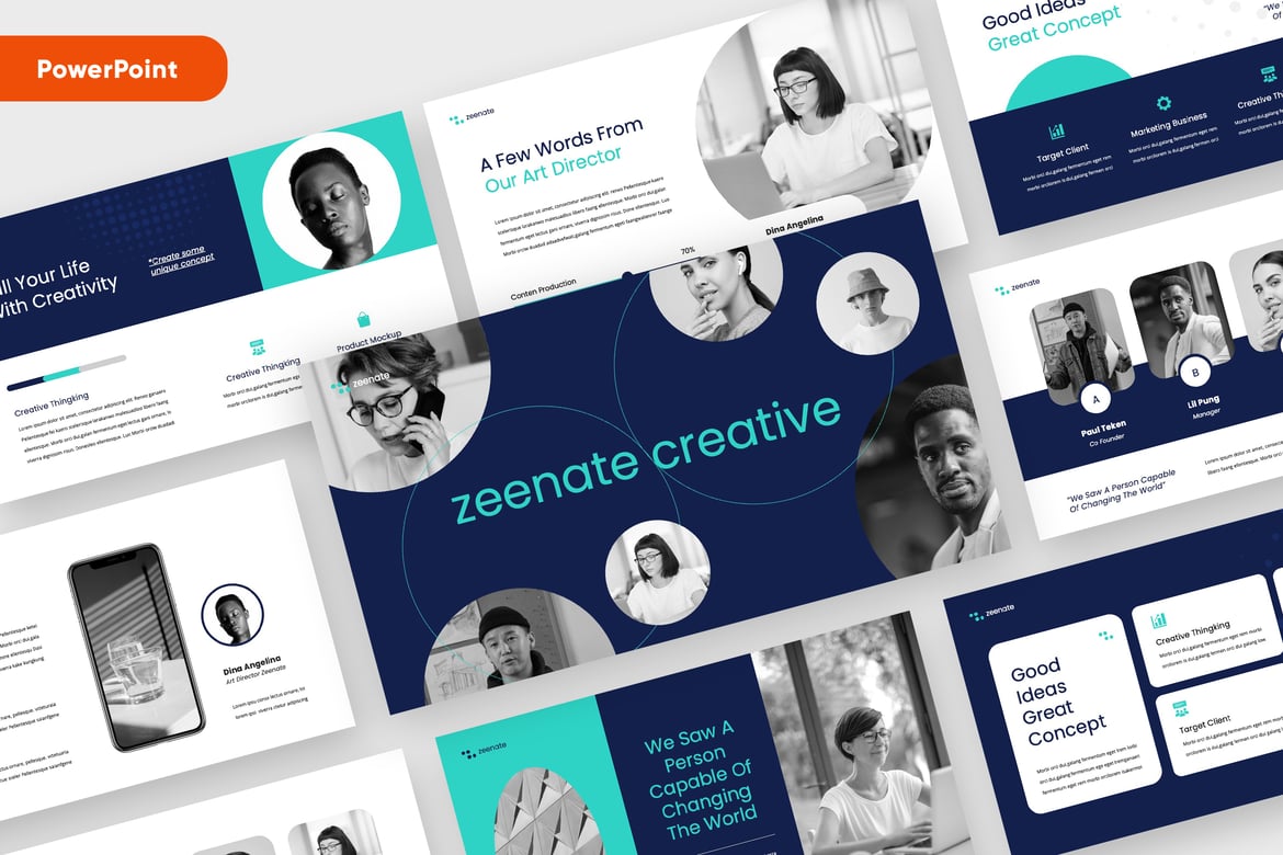 ZEENATE - Template Powerpoint Kreatif untuk Presentasi Profesional