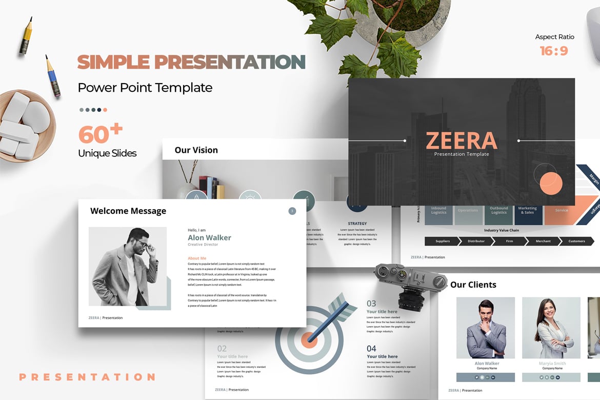 Template PowerPoint Zeera yang Modern dan Kreatif