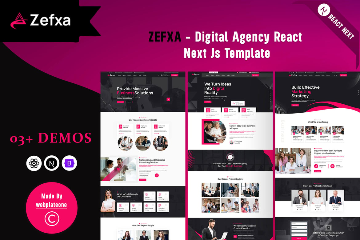 Zefxa - Template Website Digital Agency Berbasis React Next.js yang Elegan