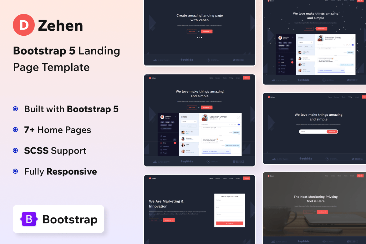 Template Website Zehen - Template Landing Page Bootstrap 5 Modern dan Responsif