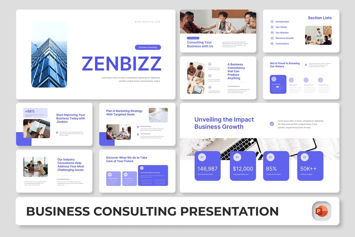 Zenbizz - Template Presentasi PowerPoint untuk Konsultasi Bisnis yang Memukau