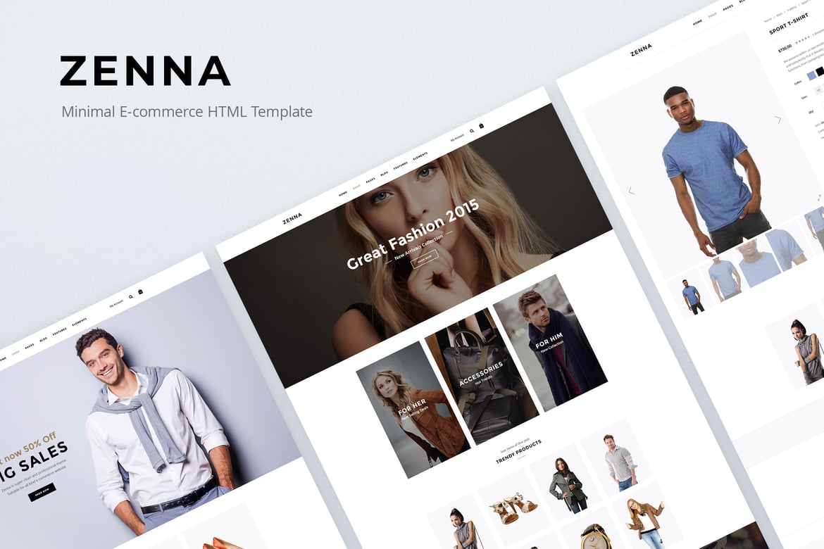 Zenna | Template Website E-commerce Minimalis dan Modern