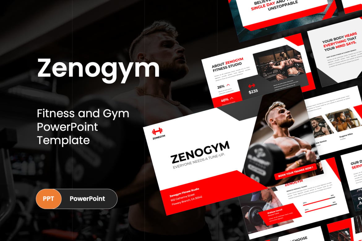 Zenogym - Template PowerPoint Kebugaran dan Gym yang Menarik