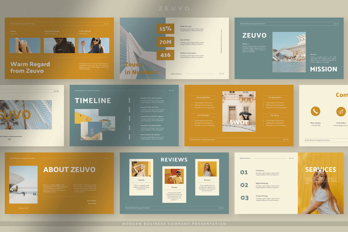 Zeuvo – Template Presentasi PowerPoint Perusahaan Modern