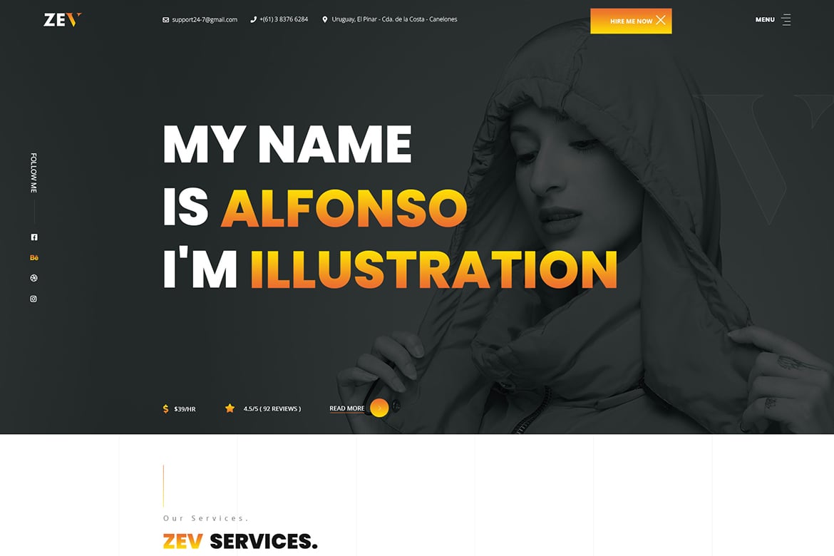 Zev – Tema WordPress Portofolio Kreatif untuk Profesional