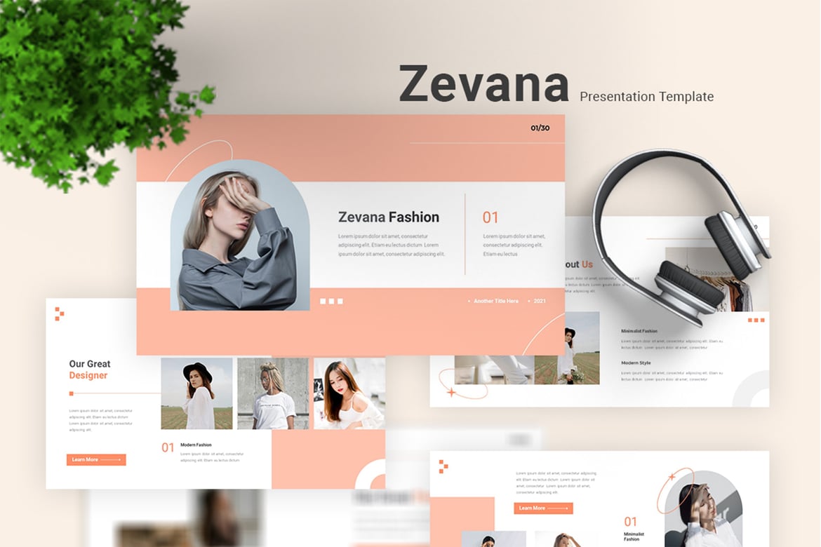 Template Presentasi Fashion Zevana - Powerpoint Elegan dan Modern