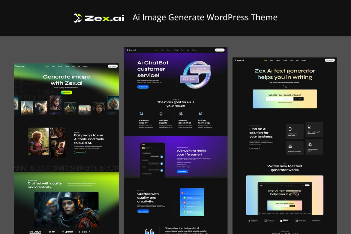 Zex - Tema WordPress Kreatif dengan Generasi Gambar AI