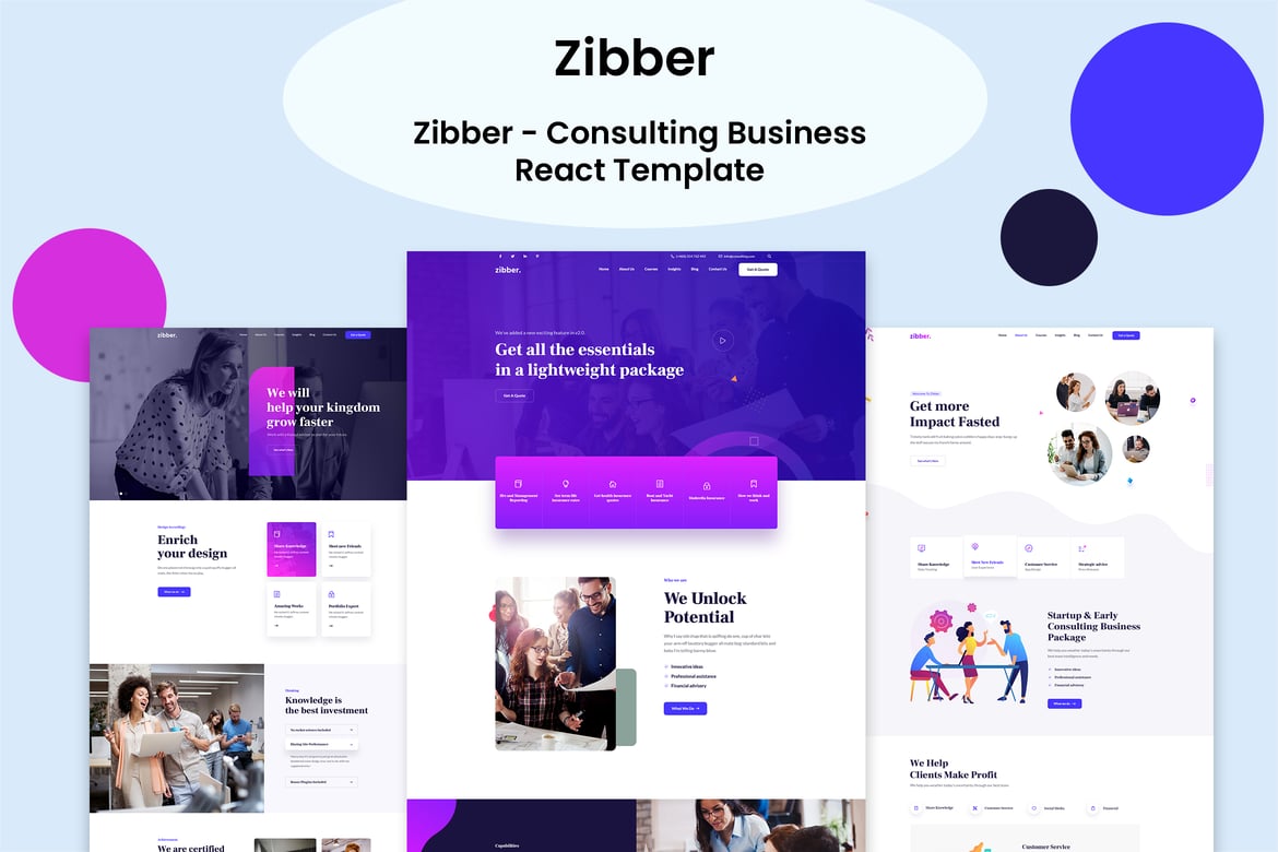 Zibber - Template Website Konsultasi Bisnis React yang Serbaguna