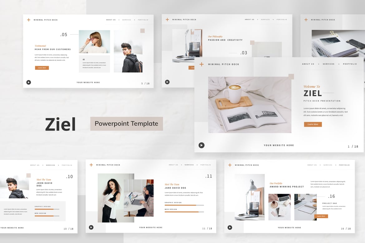 Template Presentasi PowerPoint Ziel Minimalis yang Elegan