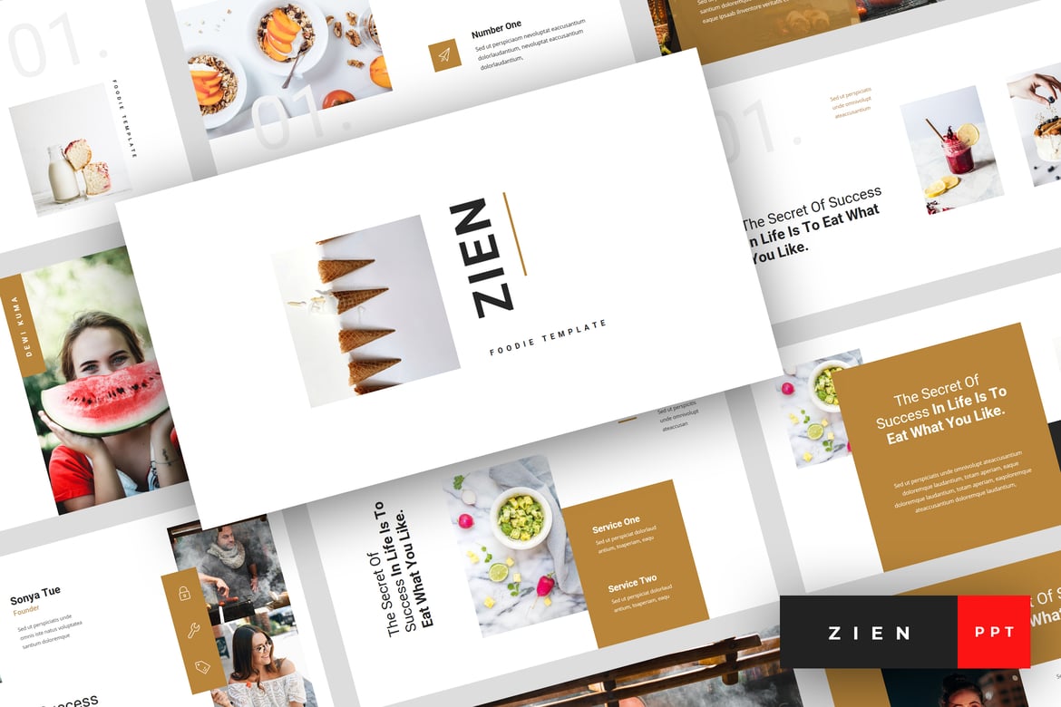 Zien - Template Presentasi PowerPoint Makanan yang Menarik