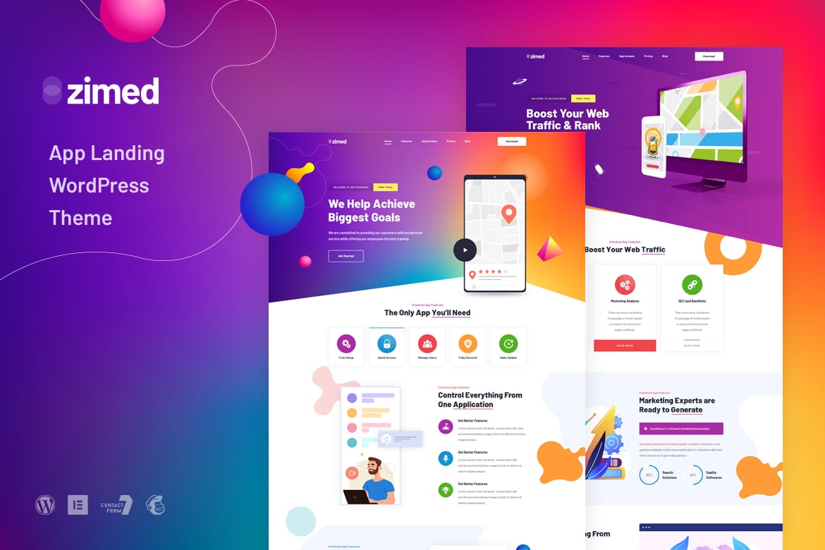 Zimed - Tema WordPress Landing App yang Menarik dan Mudah Disesuaikan