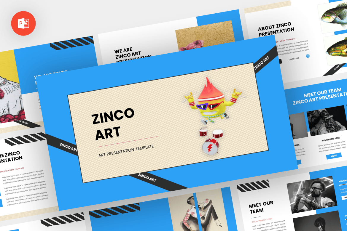 Zinco - Template Powerpoint Seni yang Modern dan Profesional
