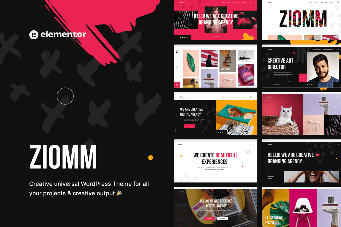 Ziomm - Tema WordPress Kreatif untuk Agensi dan Portofolio