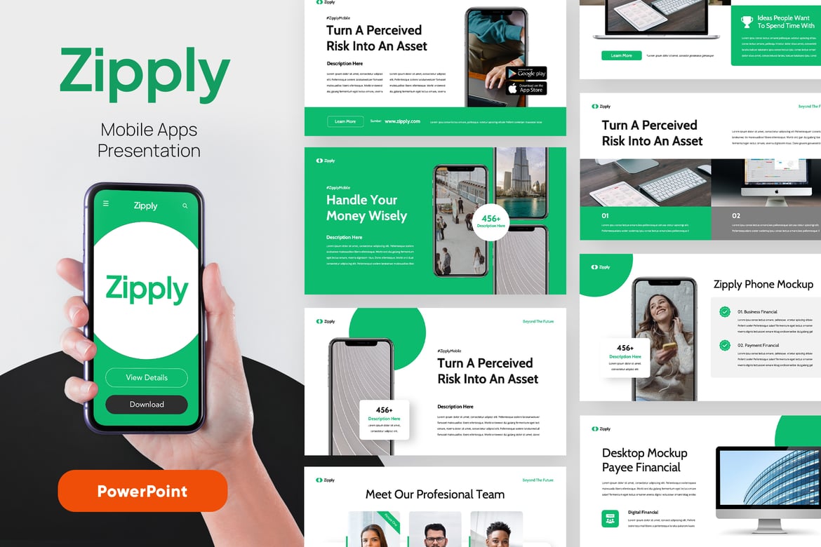 ZIPPLY - Template Presentasi PowerPoint Mobile yang Menarik