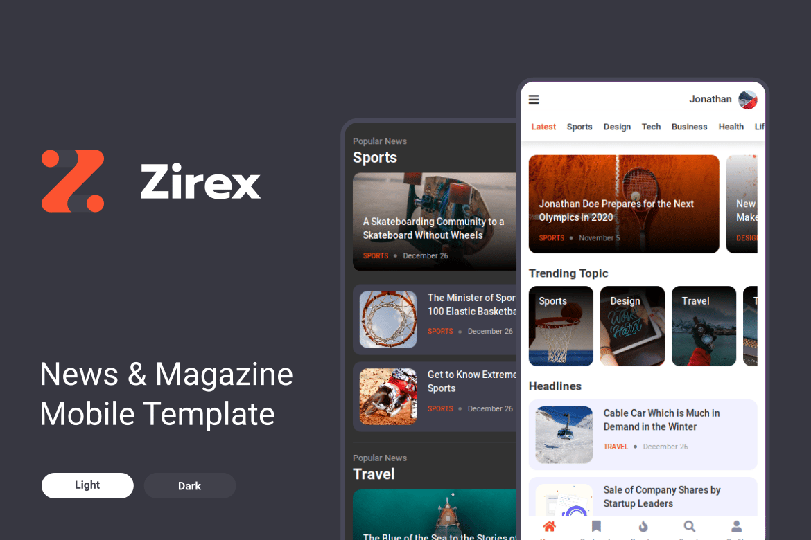 Zirex - Template Mobile Berita & Majalah Modern