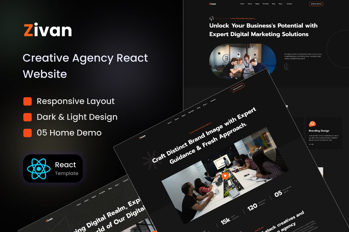 Zivan - Template Web Kreatif untuk Agensi dengan React