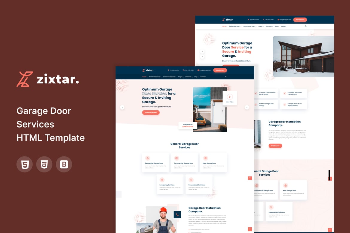 Zixtar – Template Website Layanan Pintu Garasi yang Modern