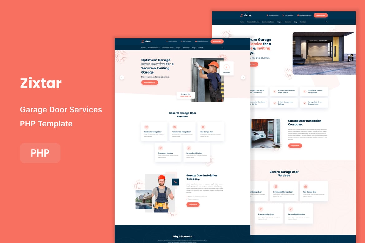 Zixtar – Template Website Layanan Pintu Garasi yang Modern dan Responsif