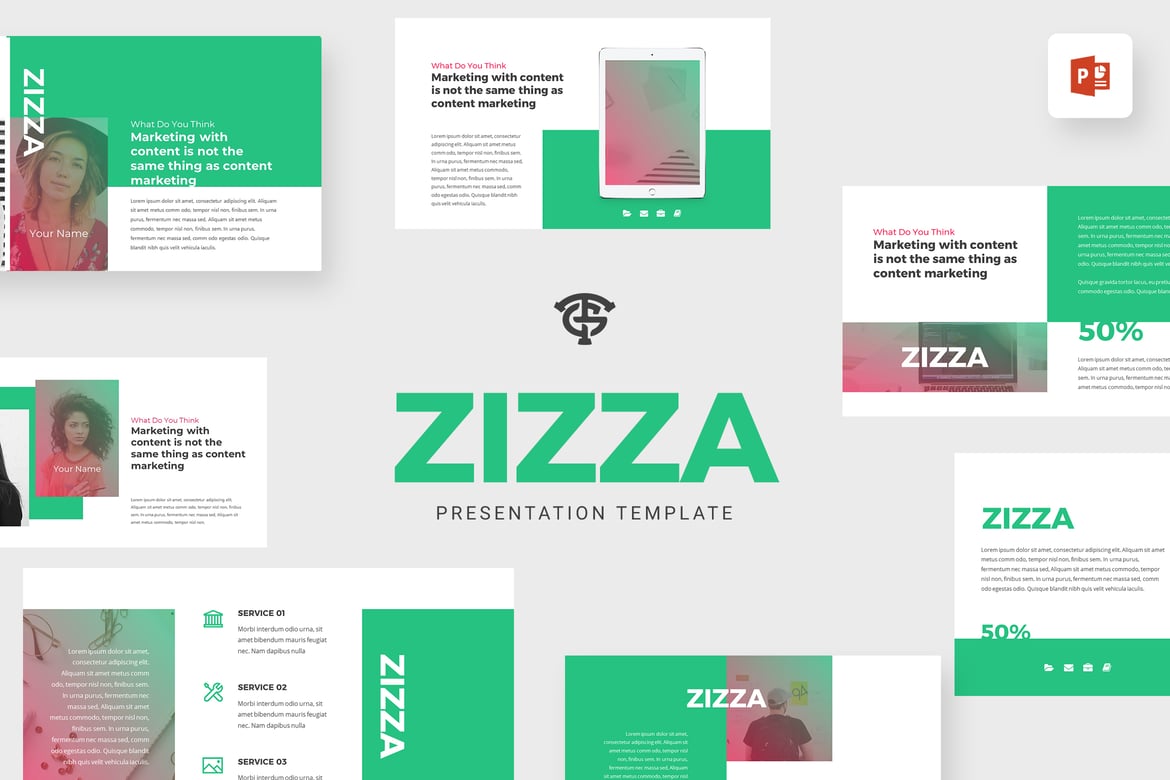 Template Powerpoint Zizza Marketing - Presentasi Profesional dan Menarik