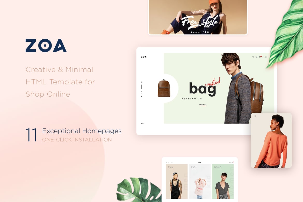 Zoa - Template Website E-Commerce Minimalis dan Modern
