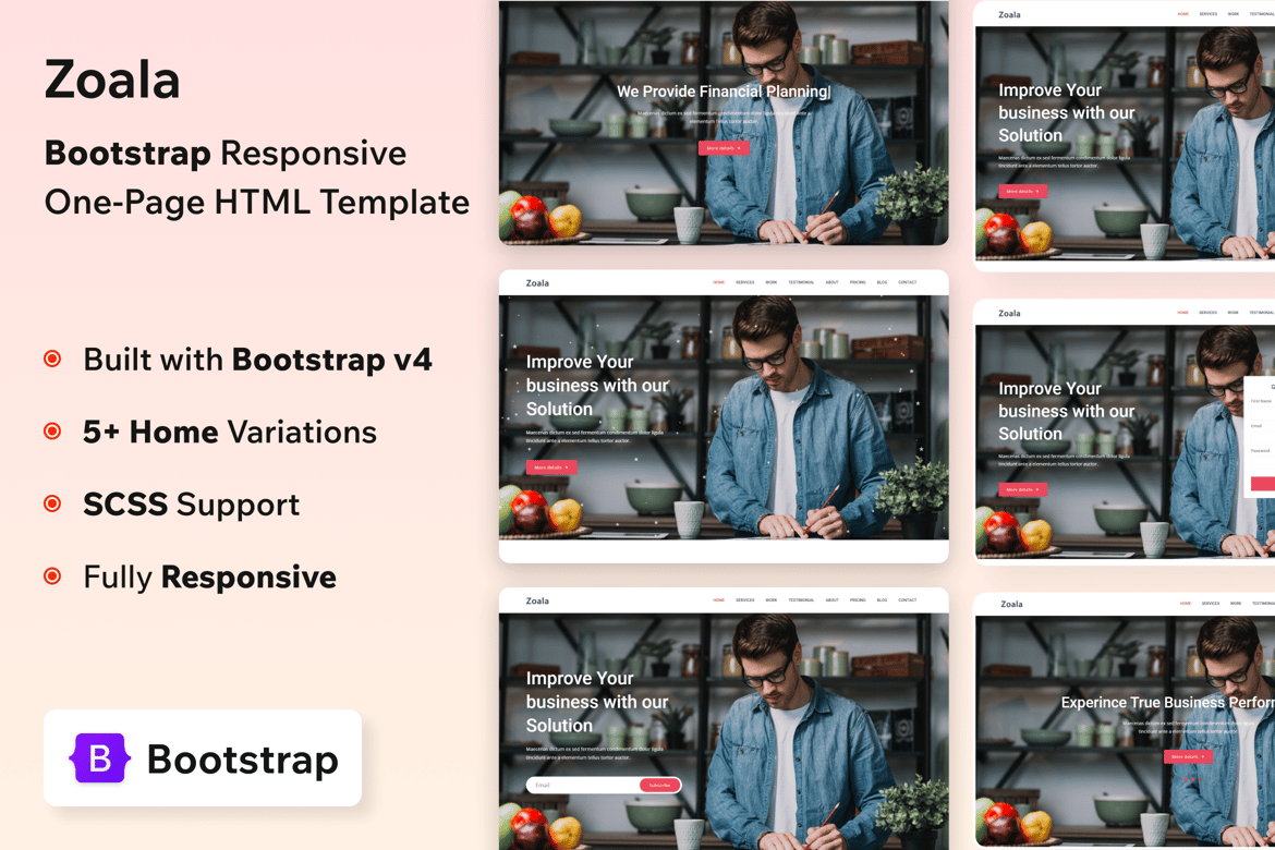 Zoala - Template Website Satu Halaman yang Kreatif dan Modern