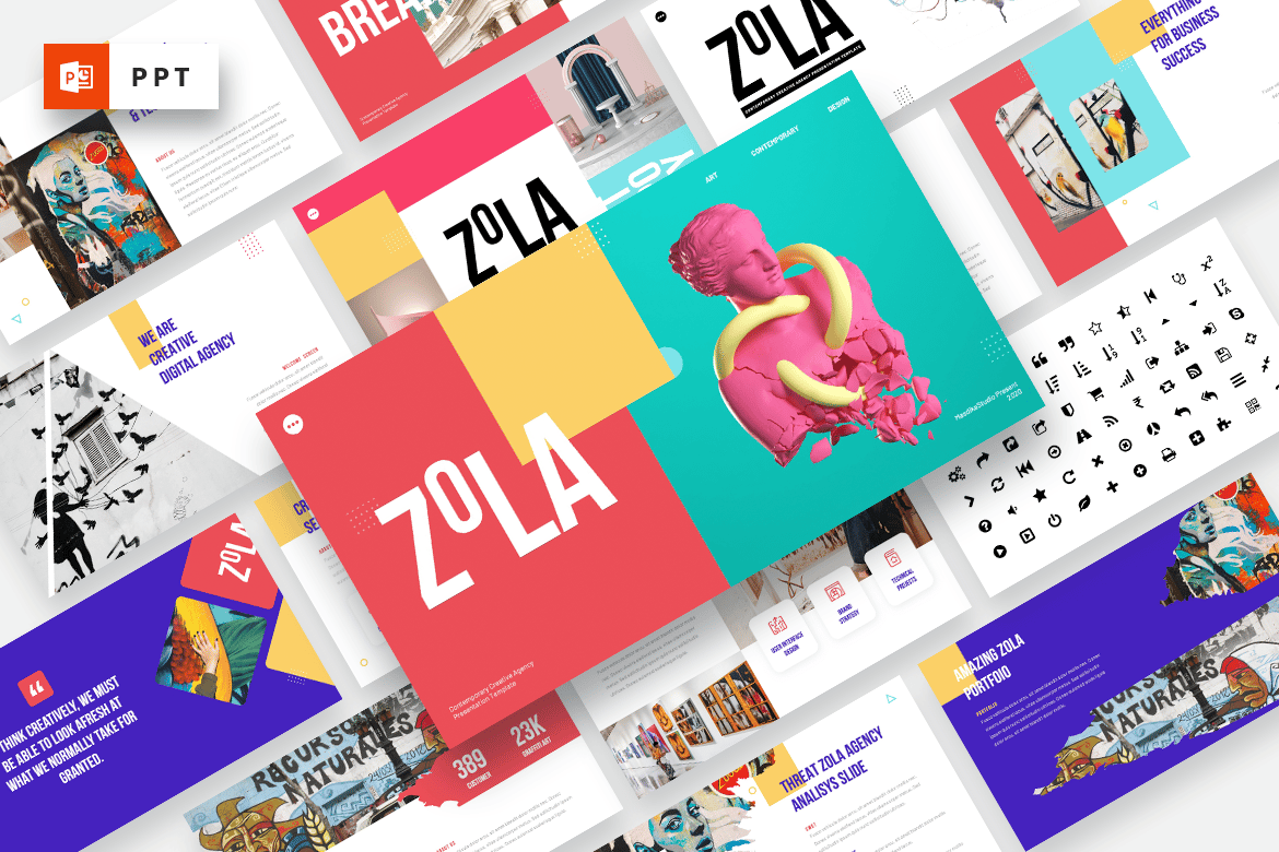 ZOLA - Template PowerPoint Kreatif Kontemporer yang Menarik