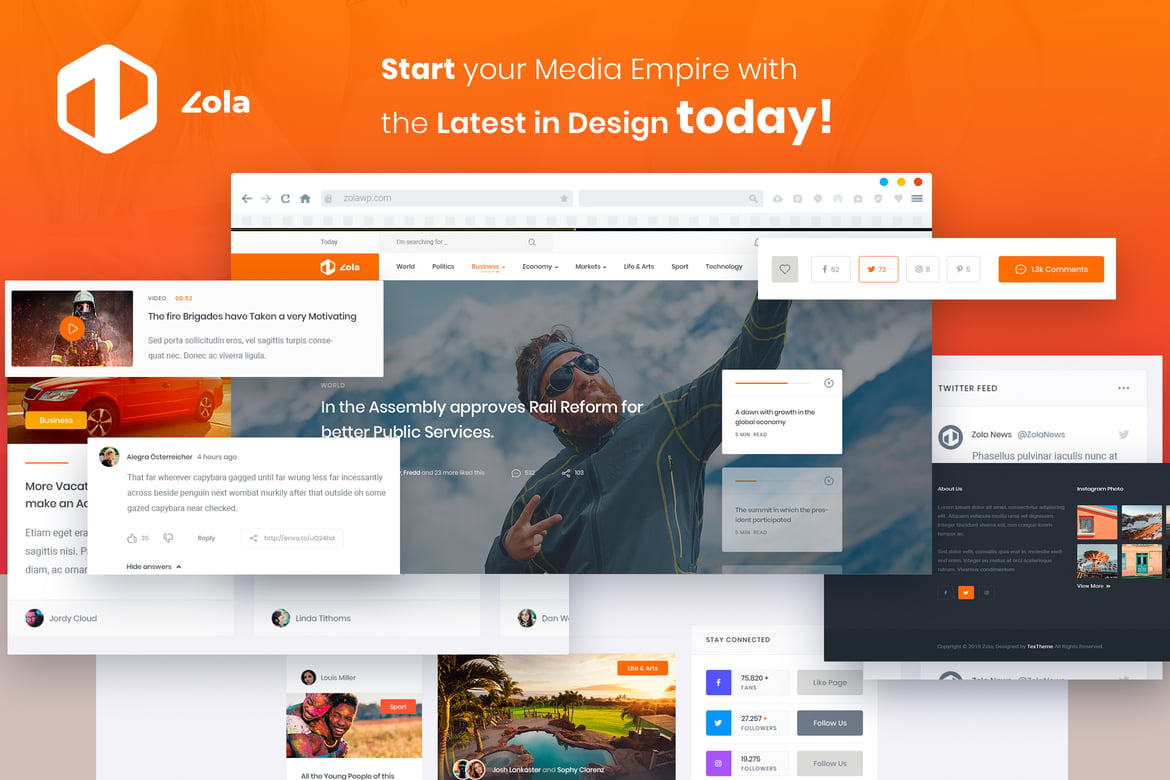 Template Website Berita Zola yang Modern dan Elegan