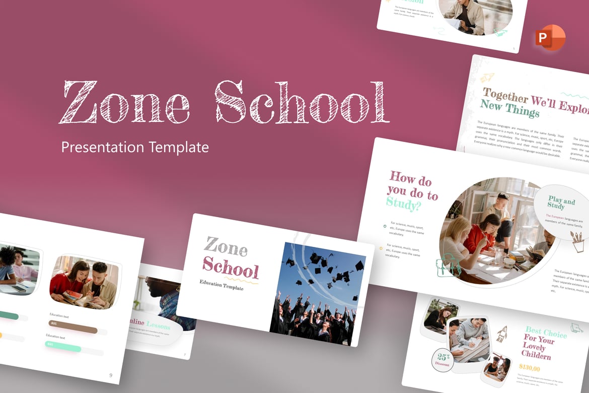 Template PowerPoint Pendidikan ZoneSchool yang Menarik