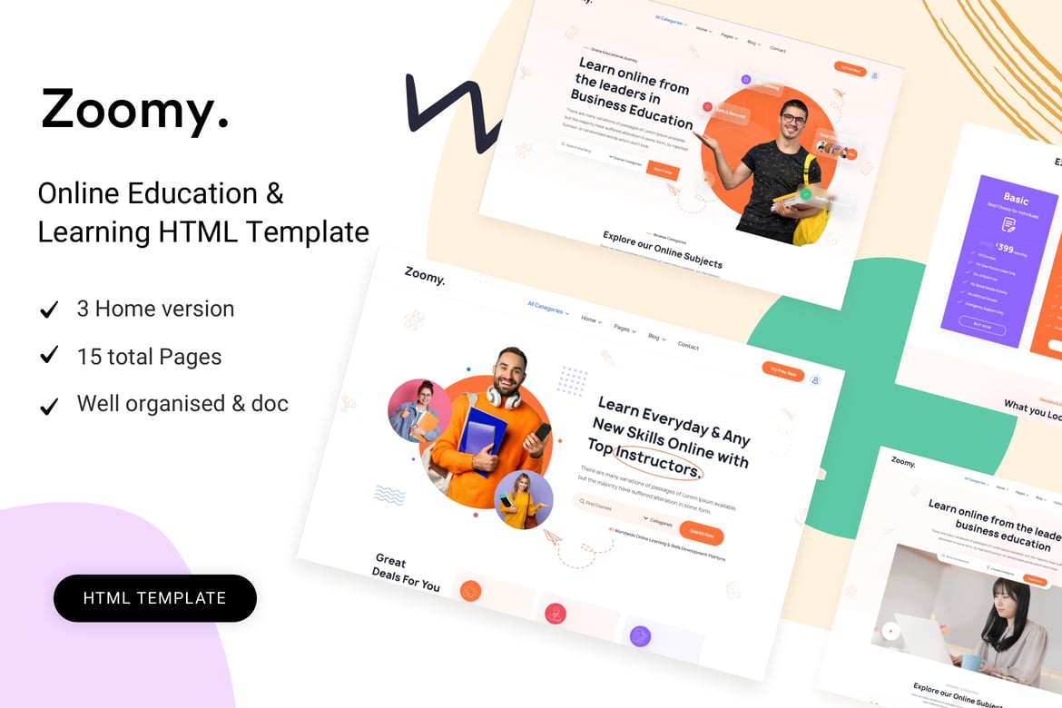 Zoomy - Template Website Pendidikan Modern dan Responsif