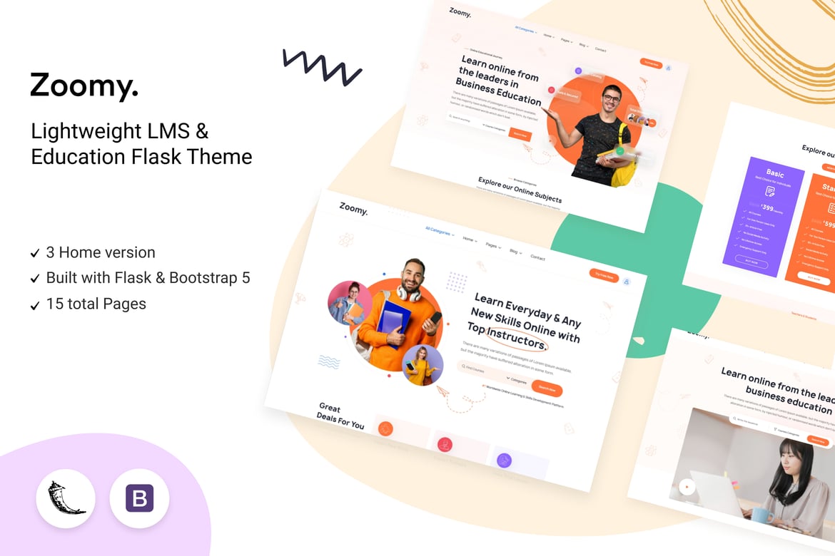 Zoomy - Template Website LMS & Pendidikan yang Ringan dan Modern