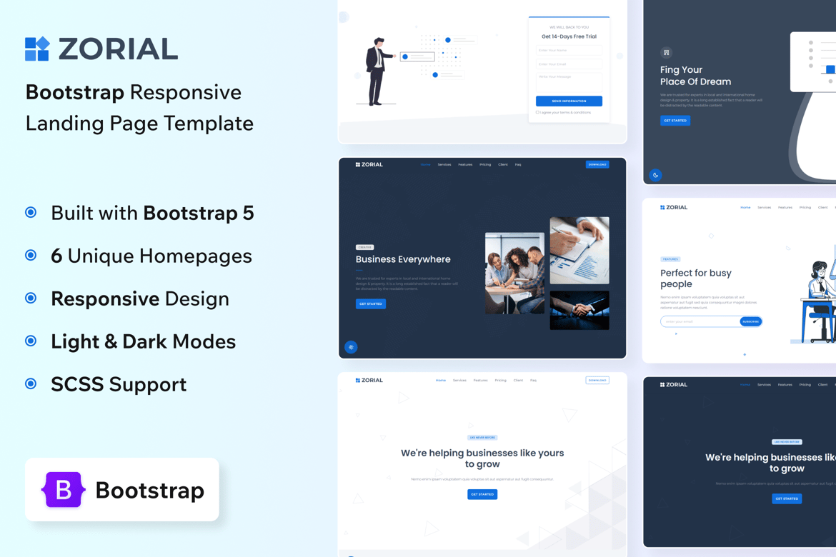 Zorial - Template Website Landing Page Modern untuk Startup dan Agensi