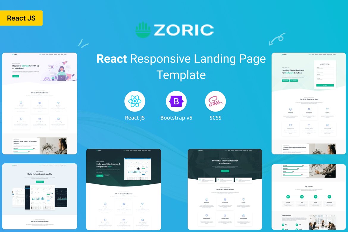 Zoric - Template Website Landing Page Responsif dengan React