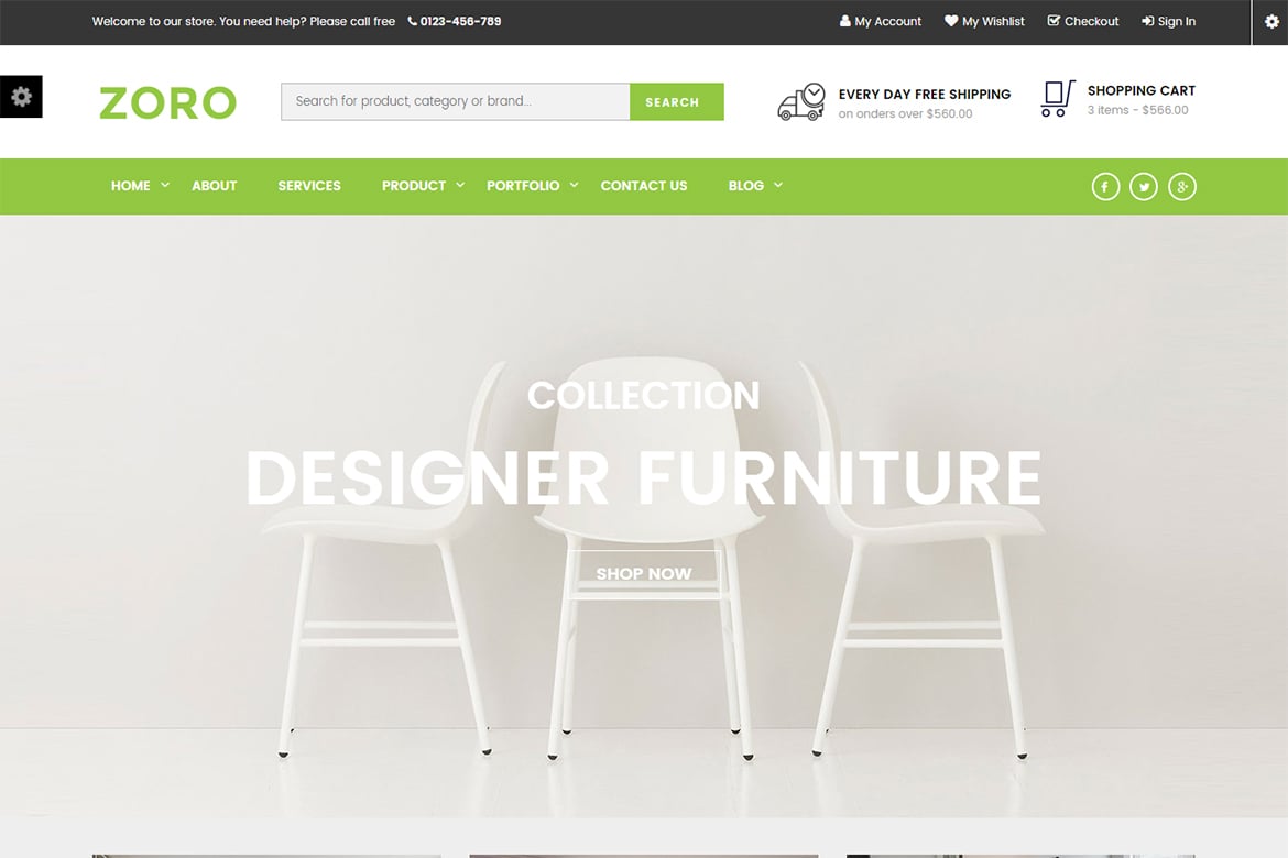 Zoro - Template Website eCommerce Serbaguna yang Modern