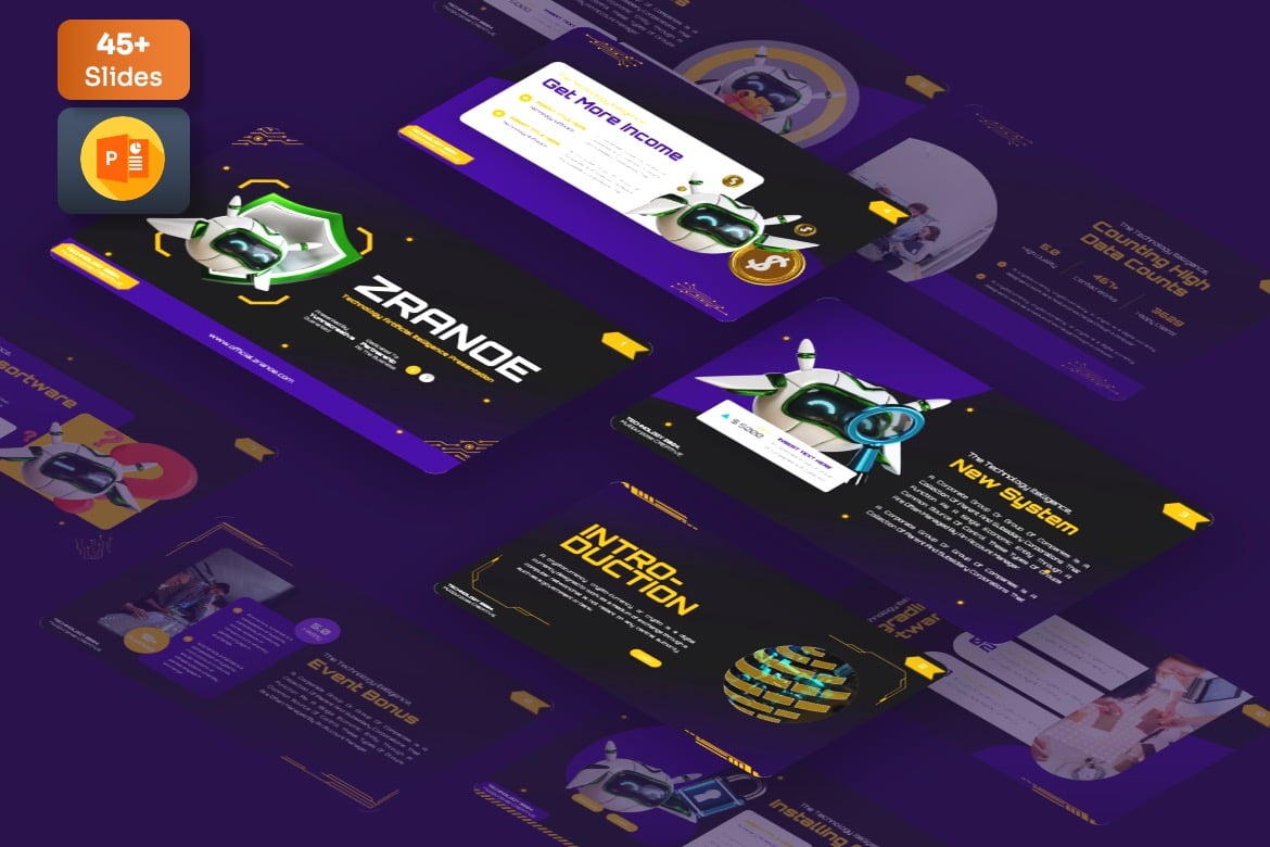 Zranoe - Template PowerPoint Teknologi yang Menarik