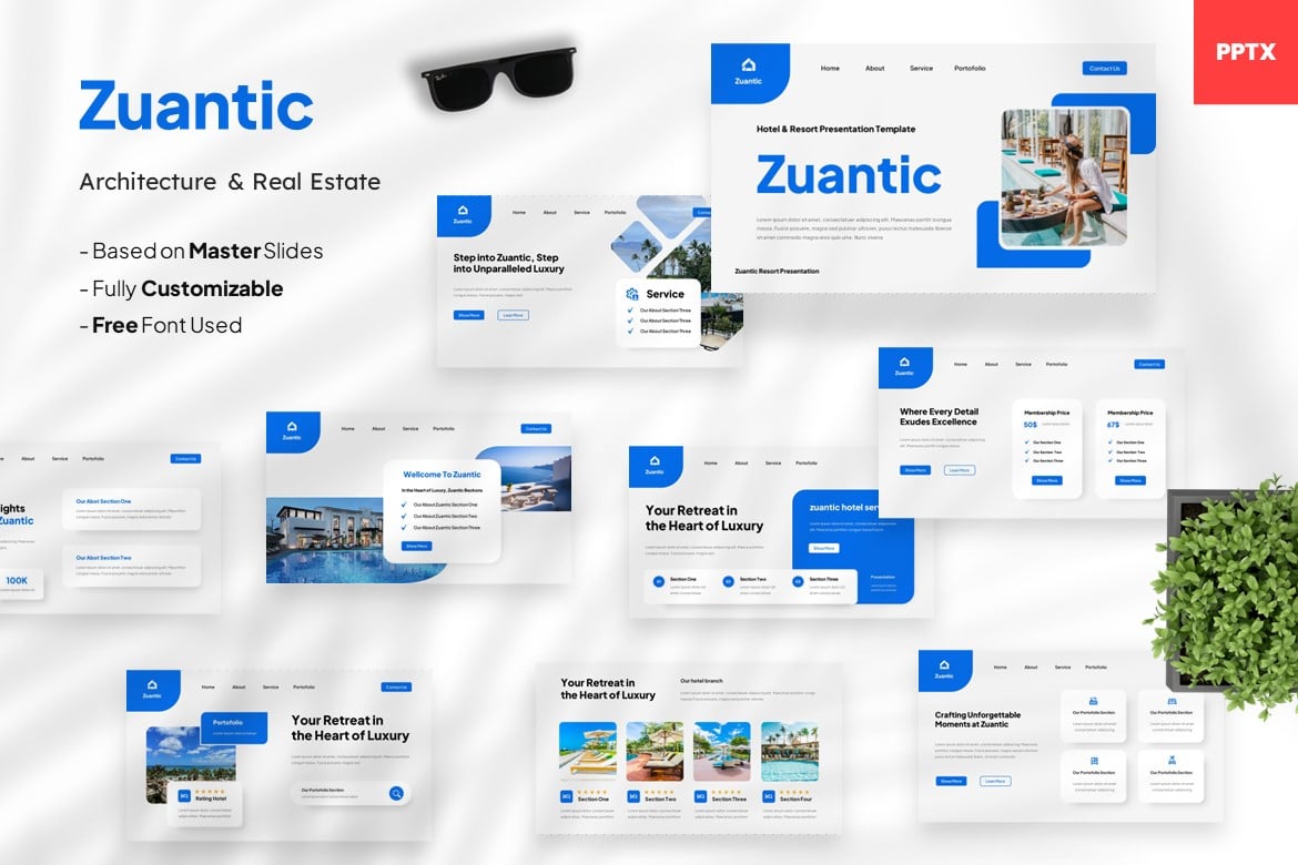 Template Presentasi Zuantic - PowerPoint untuk Hotel & Resort yang Modern dan Profesional