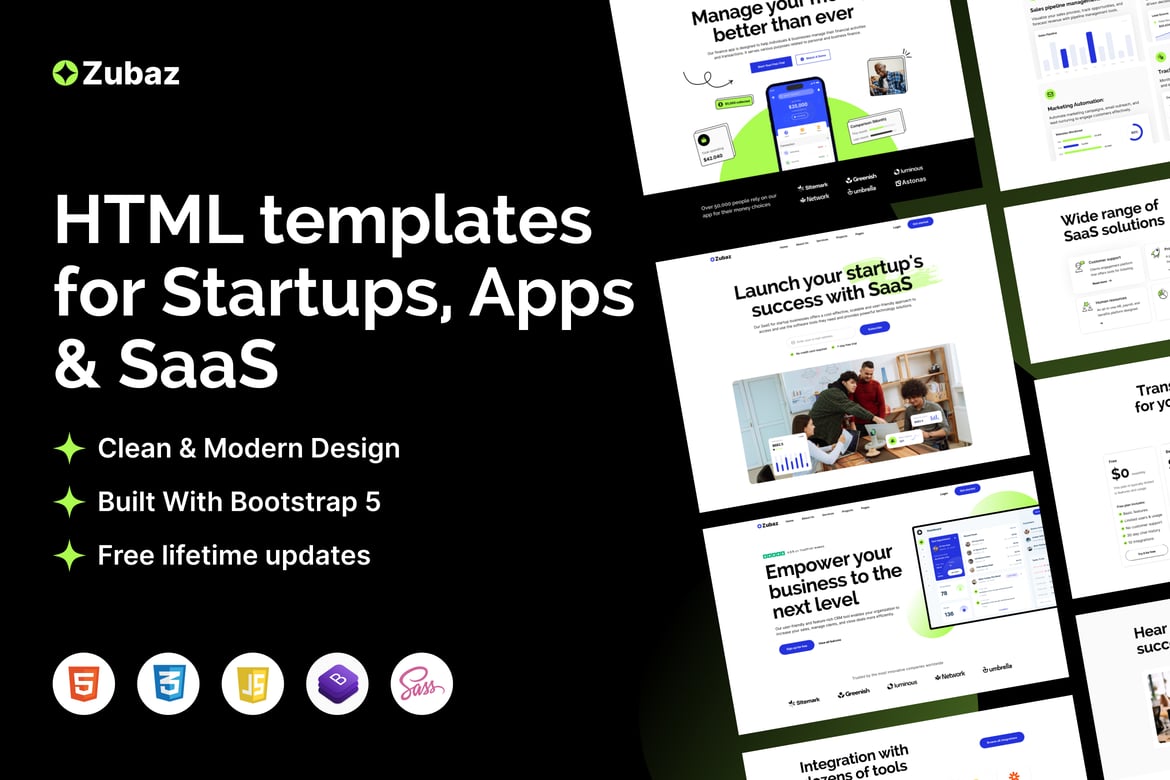Zubaz - Template Website HTML untuk Startup & SaaS yang Menarik