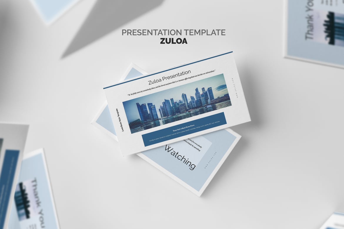 Zuloa: Template PowerPoint Profil Bisnis Warna Biru yang Menarik