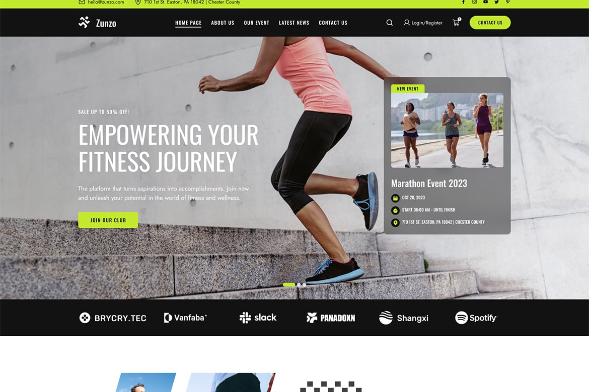 Zunzo - Template Website untuk Klub Lari dan Olahraga yang Dinamis