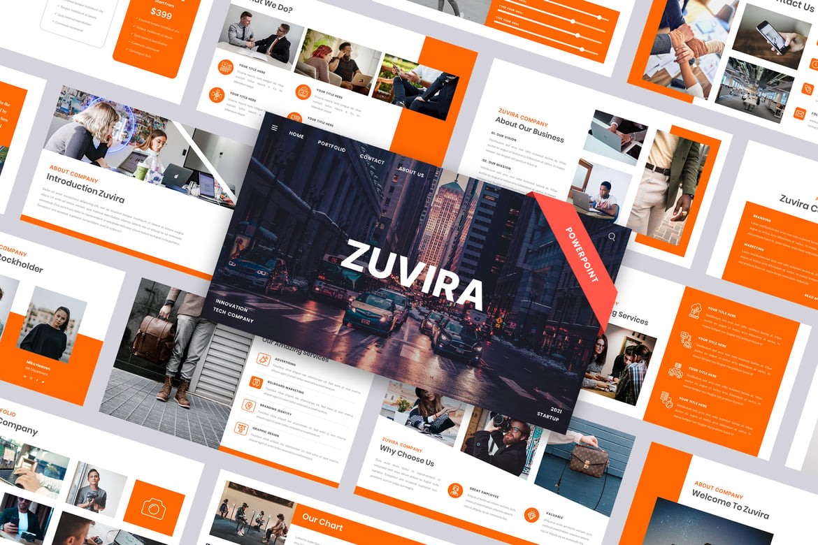 Zuvira - Template PowerPoint untuk Perusahaan IT yang Menarik