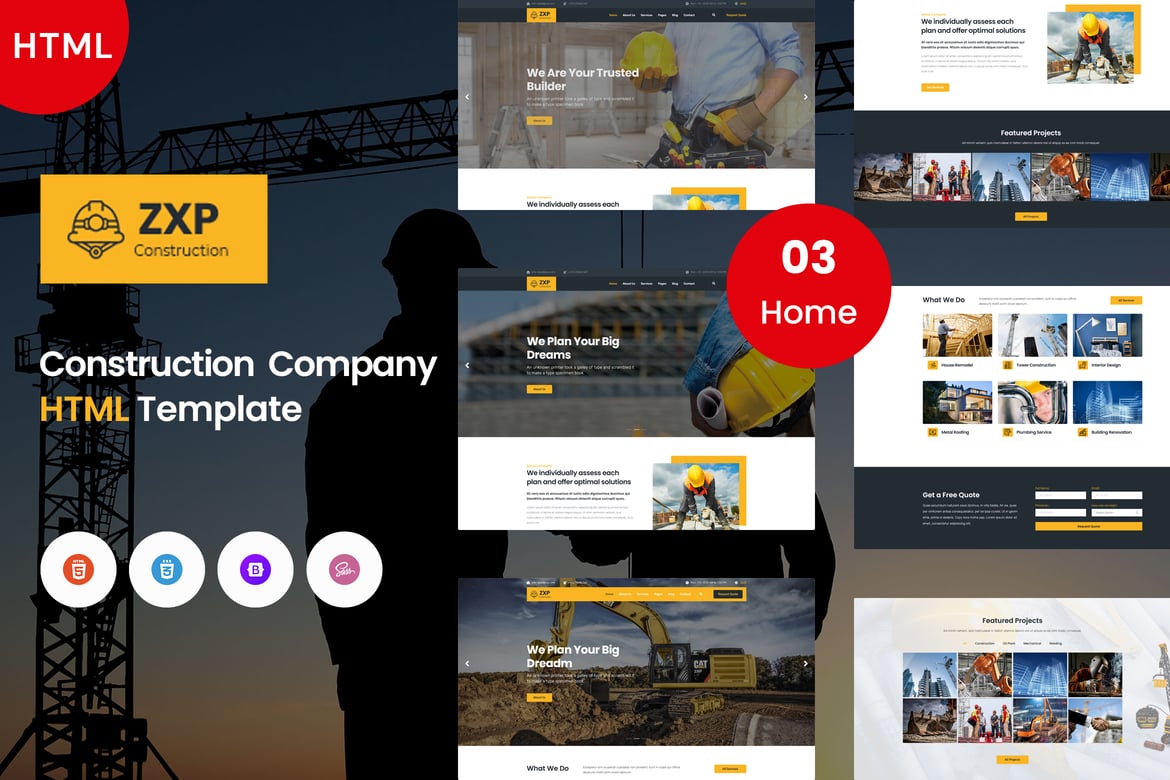 ZXP - Template Website Konstruksi dan Bisnis yang Modern