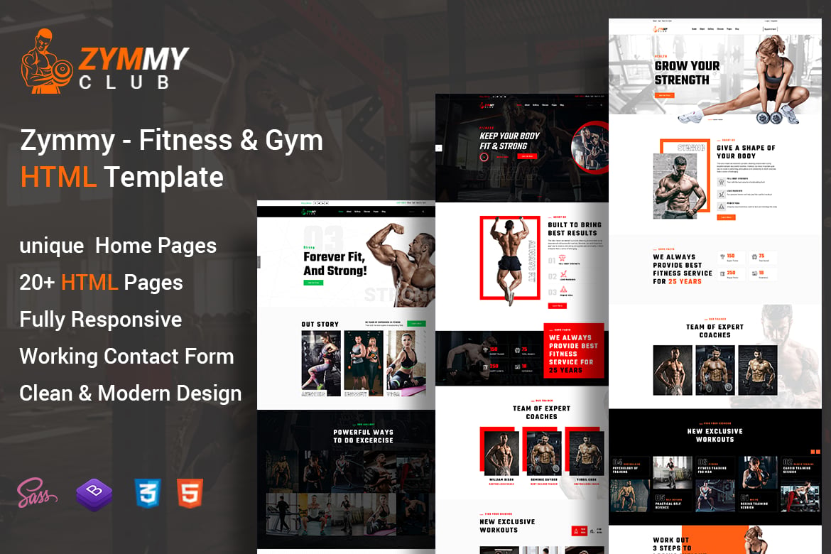 Zymmy - Template Website Fitness & Gym yang Menarik dan Responsif